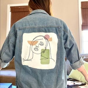 Custom Abstract Ariana Grande Painted Denim/ Jean Jacket